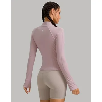 G Gradual Women's Cropped Workout Jacket Slim Fit Full Zip Athletic Running Gym Jackets for Women with Thumb Holes Pockets(Mauve Pink,XS)