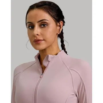 G Gradual Women's Cropped Workout Jacket Slim Fit Full Zip Athletic Running Gym Jackets for Women with Thumb Holes Pockets(Mauve Pink,XS)