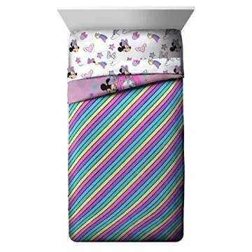 Jay Franco Disney Minnie Mouse Unicorn Dreams 7 Piece Full Bed Set - Includes Reversible Comforter & Sheet Set Bedding - Super Soft Fade Resistant Microfiber - (Official Disney Product)