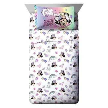 Jay Franco Disney Minnie Mouse Unicorn Dreams 7 Piece Full Bed Set - Includes Reversible Comforter & Sheet Set Bedding - Super Soft Fade Resistant Microfiber - (Official Disney Product)