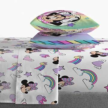 Jay Franco Disney Minnie Mouse Unicorn Dreams 7 Piece Full Bed Set - Includes Reversible Comforter & Sheet Set Bedding - Super Soft Fade Resistant Microfiber - (Official Disney Product)