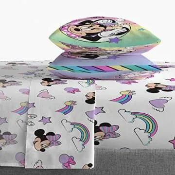 Jay Franco Disney Minnie Mouse Unicorn Dreams 7 Piece Full Bed Set - Includes Reversible Comforter & Sheet Set Bedding - Super Soft Fade Resistant Microfiber - (Official Disney Product)