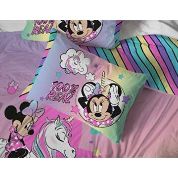 Jay Franco Disney Minnie Mouse Unicorn Dreams 7 Piece Full Bed Set - Includes Reversible Comforter & Sheet Set Bedding - Super Soft Fade Resistant Microfiber - (Official Disney Product)