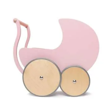 Kinderfeets Pram Walker - Toy Stroller for for Babies, Kids, and Toddlers | Sustainable and Eco-Friendly | 2-in-1 Walker and Stroller Design (Rose)