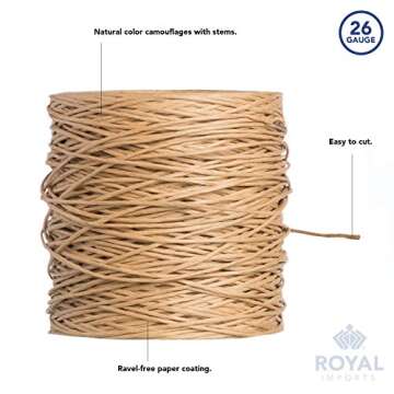 Royal Imports Bind Wire Twine, Paper Wire for Bouquets, Garland Vine, Wreath Making, Jewelry Beading Supplies, Floral Wrapping, Twist Tie String, Art Craft Projects - 26 Gauge (673 Ft) - Brown