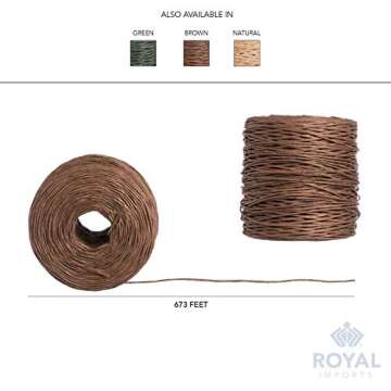 Royal Imports Bind Wire Twine, Paper Wire for Bouquets, Garland Vine, Wreath Making, Jewelry Beading Supplies, Floral Wrapping, Twist Tie String, Art Craft Projects - 26 Gauge (673 Ft) - Brown