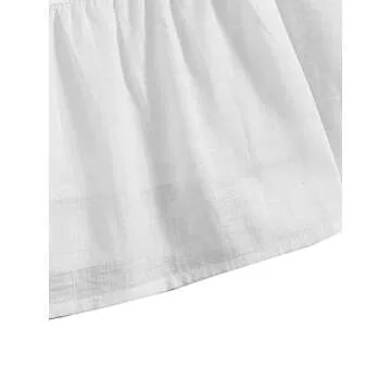 SheIn Women's Ruffle Short Sleeve Mini Dress Tie Square Neck Ruched Tiered Short Dresses White X-Small