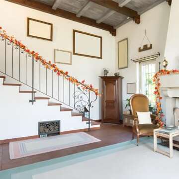 RoseCraft Fall Garland Decor, 6Ft Artificial Berries Pumpkin Maple Leaf Autumn Garland Decorations, for Home Fireplace Door Frame Doorway Porch Backdrop Indoor/Outdoor Party Weeding Holiday Decor.