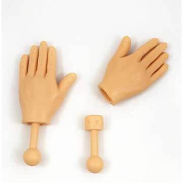 Daily Portable Tiny Finger Hands 2 Pack - Little Finger Puppets, Mini Rubber Flat Hand, Miniature Sm...
