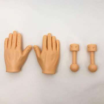 Daily Portable Tiny Finger Hands 2 Pack - Little Finger Puppets, Mini Rubber Flat Hand, Miniature Small Hand Puppet Prank from Tiktok - 1 Left and Right Finger Hands
