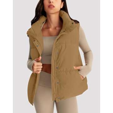 MIROL Women's Sleeveless Cropped Puffer Vest Zip Up Stand Collar Button Down Winter Crop Jackets Out...