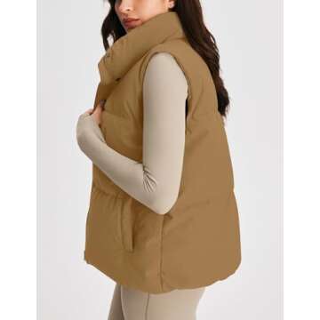 MIROL Women's Sleeveless Cropped Puffer Vest Zip Up Stand Collar Button Down Winter Crop Jackets Outwear Vest with Pockets
