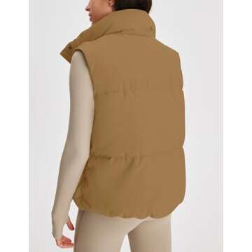 MIROL Women's Sleeveless Cropped Puffer Vest Zip Up Stand Collar Button Down Winter Crop Jackets Outwear Vest with Pockets