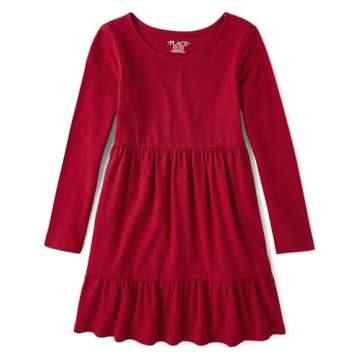 The Children's Place Red Long Sleeve Skater Dress for Girls