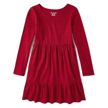 The Children's Place Red Long Sleeve Skater Dress for Girls