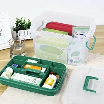 Qskely Clear Storage Box Container for First Aid & Crafts