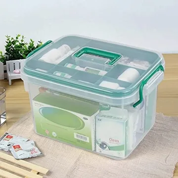 Qskely Clear Storage Box Container for First Aid & Crafts