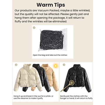 Tanming Womens Faux Leather Puffer Jacket for Winter Style