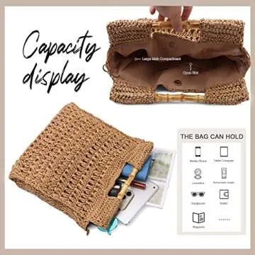 Oweisong Women Straw Beach Tote Bag for Summer Fun