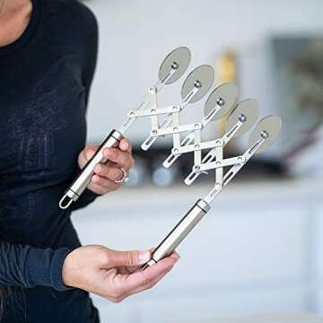 Oleex ‘All-Dough’ Pastry Cutter Set. 5 Wheel Dough Cutter and Dual Fluted Ravioli Cutter Wheel/Pizza Cutter Wheel! Versatile Brownie Cutter, Pasta Maker, Noodle Cutter, Stainless Steel Pizza Slicer
