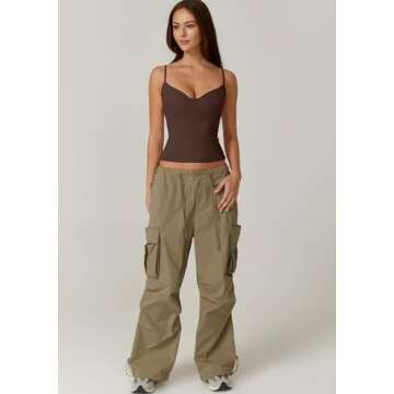 QISNEN Sexy Woman's Spaghetti Strap V Neck Summer Top Slim Fit Sleeveless Tank Top Chestnut M