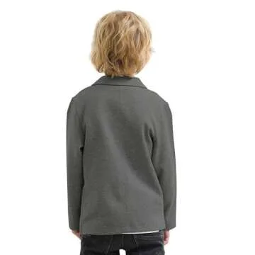 JIAHONG Kids Boys' Blazer Casual Buttoned Blazers Suit Jacket Two Pockets Suit Jacket for Girls or Toddler 3-12 Years(Dark Grey-s)