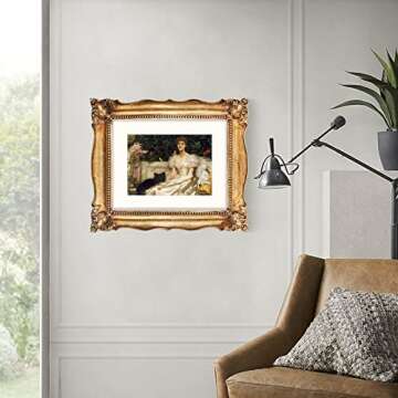 iAmoy 11x14 Picture Frame Baroque Picture Frames 8x10 with Mat Bronze Photo Frames for Gallery Wall Display