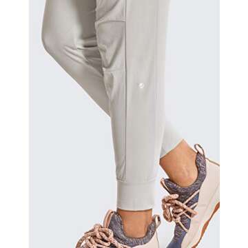 CRZ YOGA Athletic High Waisted Joggers for Women 27.5" - Lightweight Workout Travel Casual Outdoor Hiking Pants with Pockets Coconut Milk White Medium