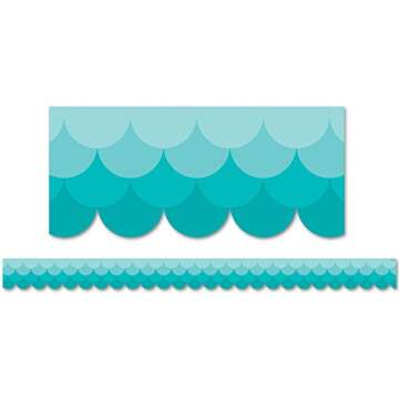 Creative Teaching Press Ombre Turquoise Scallops Bulletin Board Borders/Trimmer (Accent Bulletin Boards, Walls, Classrooms, Learning Spaces and More) (0182)