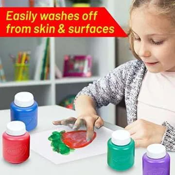 Kids Painting Set, Washable Paint for Kids with Paint Cups, Toddler Paintbrushes, Non Toxic Washable Finger Paints 2 Ounce Each, Toddler Painting Supplies
