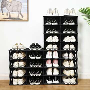 TXALWIQ 6-Tier Shoe Rack,Stackable Shoe Storage Organizer for Bedroom Entryway, Adjustable Shoe Rack...