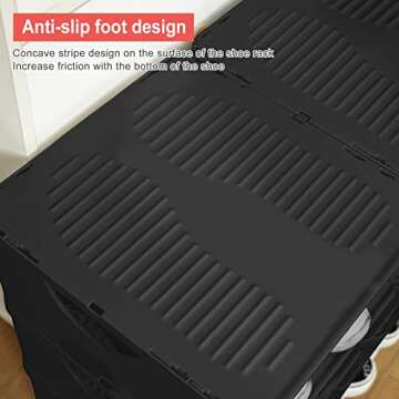 TXALWIQ 6-Tier Shoe Rack,Stackable Shoe Storage Organizer for Bedroom Entryway, Adjustable Shoe Rack,Shoe Slots Organizer Shelf, Easy Clean Shoe Tower Rack,Black