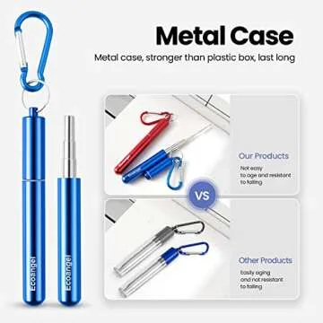 Portable 4 Pack Metal Straw Set - Travel-Friendly & Eco-Conscious