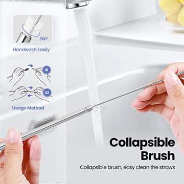 Portable 4 Pack Metal Straw Set - Travel-Friendly & Eco-Conscious