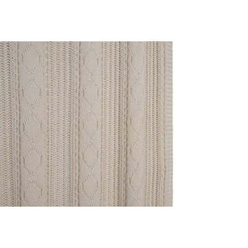 Cozy Chunky Knit Cotton Throw with Tassels - Cream