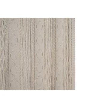 Cozy Chunky Knit Cotton Throw with Tassels - Cream