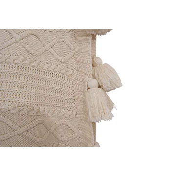 Cozy Chunky Knit Cotton Throw with Tassels - Cream