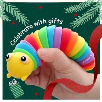 LUSTERMOON 2 Pieces Articulated Fidget Toy, Rainbow Caterpillar Toy Ocean Shark Decompression Toys, Stim Toy Decompression Fun Autism ADHD Fidgeting Children's Toys Adults (Shark and Caterpillar)