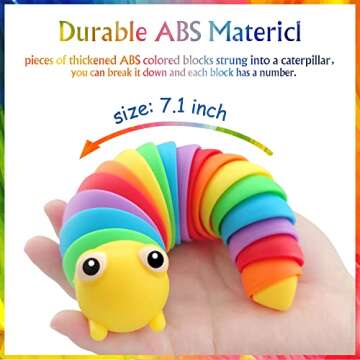 LUSTERMOON 2 Pieces Articulated Fidget Toy, Rainbow Caterpillar Toy Ocean Shark Decompression Toys, Stim Toy Decompression Fun Autism ADHD Fidgeting Children's Toys Adults (Shark and Caterpillar)