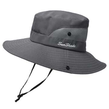 Womens UV Protection Wide Brim Sun Hats - Cooling Mesh Ponytail Hole Cap Foldable Travel Outdoor Fis...
