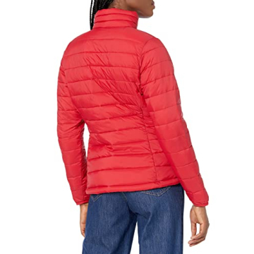 Amazon Essentials Women's Lightweight Long-Sleeve Water-Resistant Packable Puffer Jacket (Available in Plus Size), Red, Medium