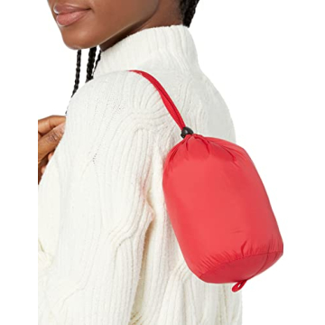 Amazon Essentials Women's Lightweight Long-Sleeve Water-Resistant Packable Puffer Jacket (Available in Plus Size), Red, Medium