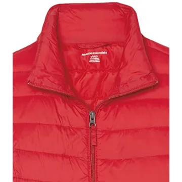 Amazon Essentials Women's Lightweight Long-Sleeve Water-Resistant Packable Puffer Jacket (Available in Plus Size), Red, Medium