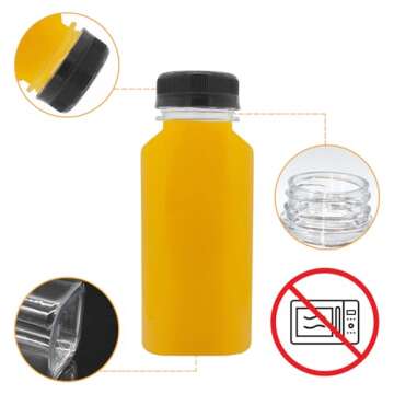 Auvotuis 10 PCS 5 oz Plastic Juice Bottles Empty Clear Milk Bottles with Lids, Beverage Containers for Juice, Milk and Other Drink