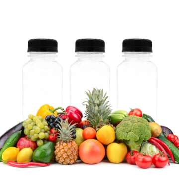 Auvotuis 10 PCS 5 oz Plastic Juice Bottles Empty Clear Milk Bottles with Lids, Beverage Containers for Juice, Milk and Other Drink