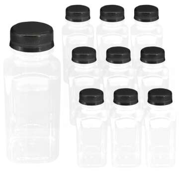 Auvotuis 10 PCS 5 oz Plastic Juice Bottles Empty Clear Milk Bottles with Lids, Beverage Containers for Juice, Milk and Other Drink