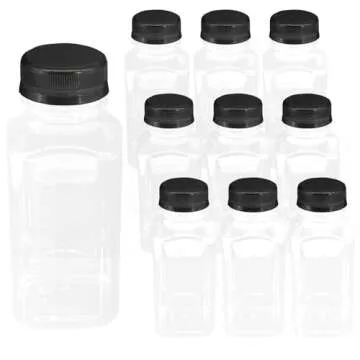 Auvotuis 10 PCS 5 oz Plastic Juice Bottles Empty Clear Milk Bottles with Lids, Beverage Containers for Juice, Milk and Other Drink