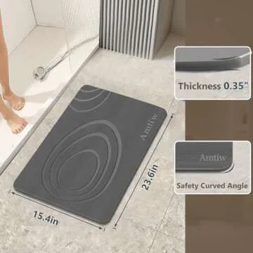 Amtiw Diatomaceous Bath Mat: Super Absorbent & Non-Slip