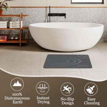 Amtiw Diatomaceous Bath Mat: Super Absorbent & Non-Slip