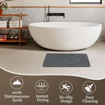 Amtiw Diatomaceous Bath Mat: Super Absorbent & Non-Slip
